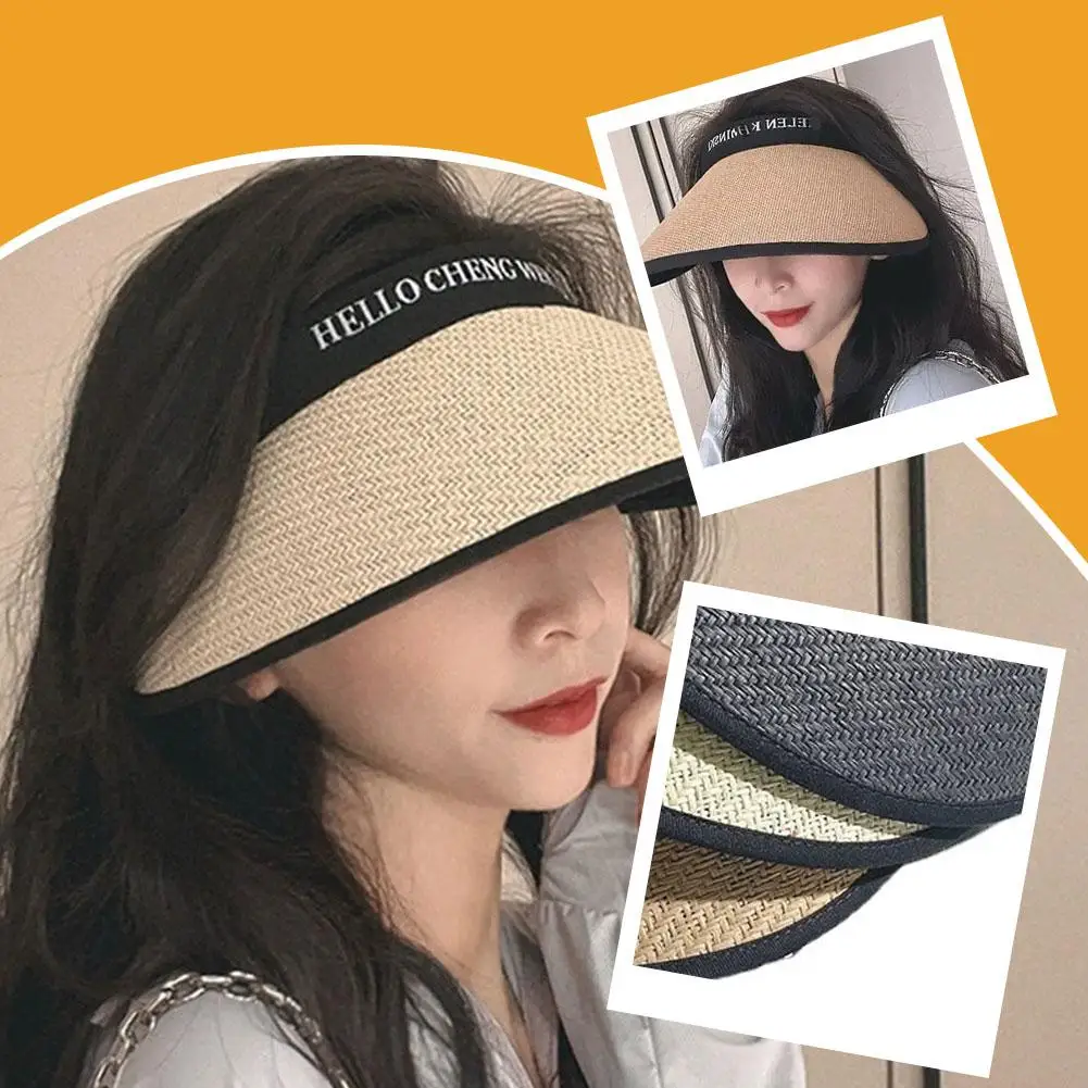 ฤดูร้อนใหม่ที่ว่างเปล่าหมวก Sun สําหรับผู้หญิง UV ครีมกันแดดหมวกบังแดดหมวกฟางกว้างขนาดใหญ่ Brim Beach Sunhat