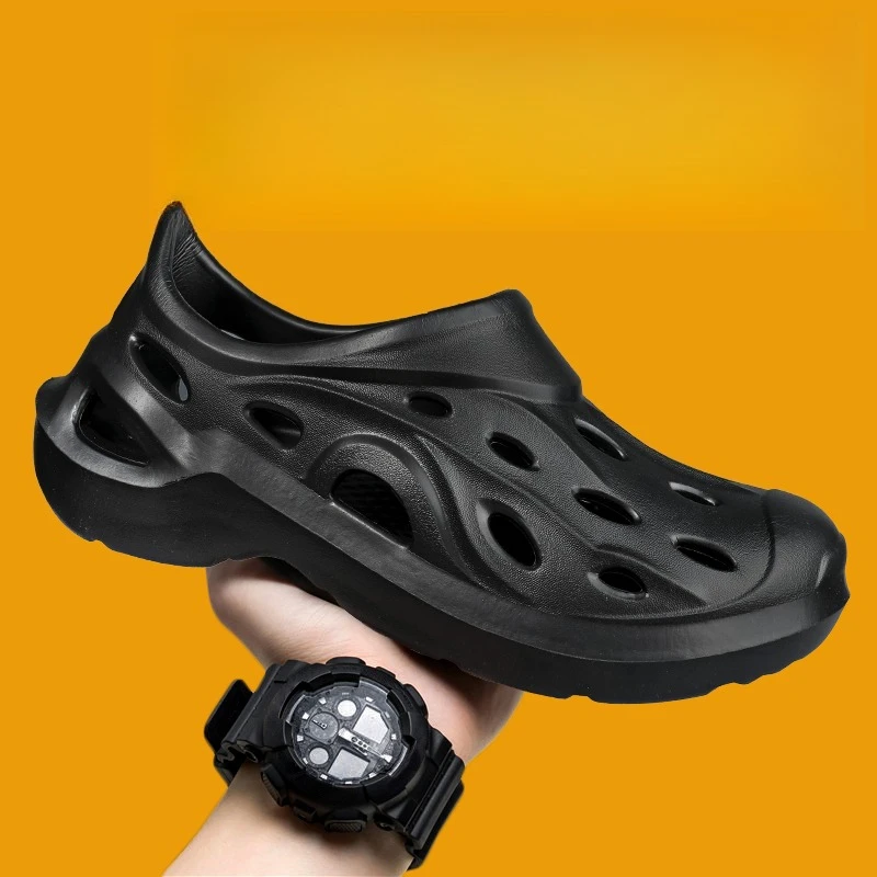 

Мужские парные болотные сабо, летние дышащие нескользящие пляжные туфли на толстой подошве для мужчин и женщин, уличная обувь на мягкой подошве с отверстиями