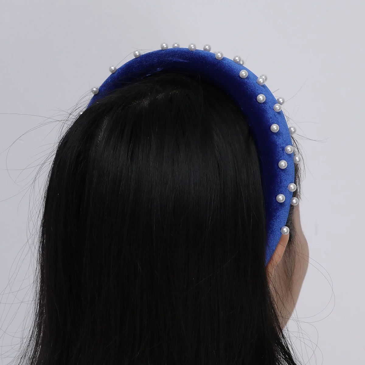 

Pearl Headband Hair Claw Clip Hoops Thick Hairbands Decor Lint Bride Navy Women