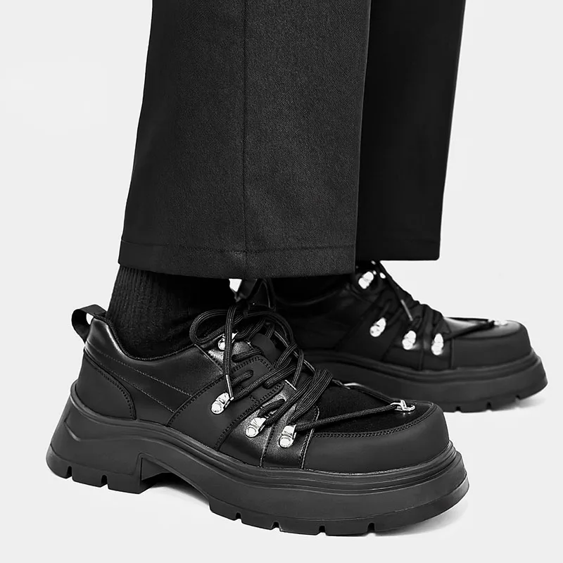 

Мужская мода панк хип-хоп платье туфли на платформе на шнуровке обувь из натуральной кожи черные модные дизайнерские кроссовки мужская обувь с большим носком