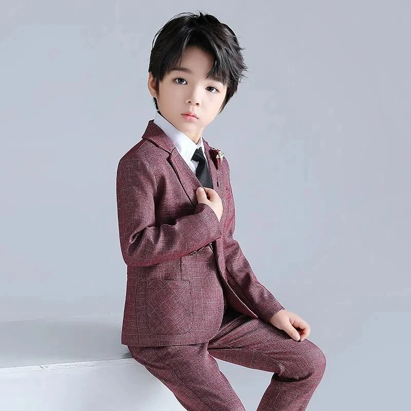 

Kids Boys Blazer Vest Pants 3PCS Set Children Baptism Wedding Prom Suit Baby Boy Elegant Dress Teenager Party Costume