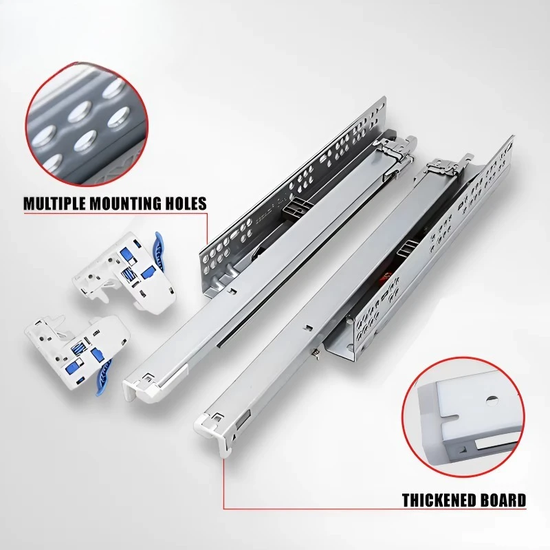

Furniture Hardware Telescopic Channel Hidden Drawer Slide 3-fold Full Extension Drawer Slides