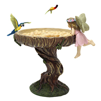 Fairy Standing Statue Bird Feeder Outdoor Birdbath Tray With Angel Girl Decoration Garden Water Feeders For Gifts Lawn Garden