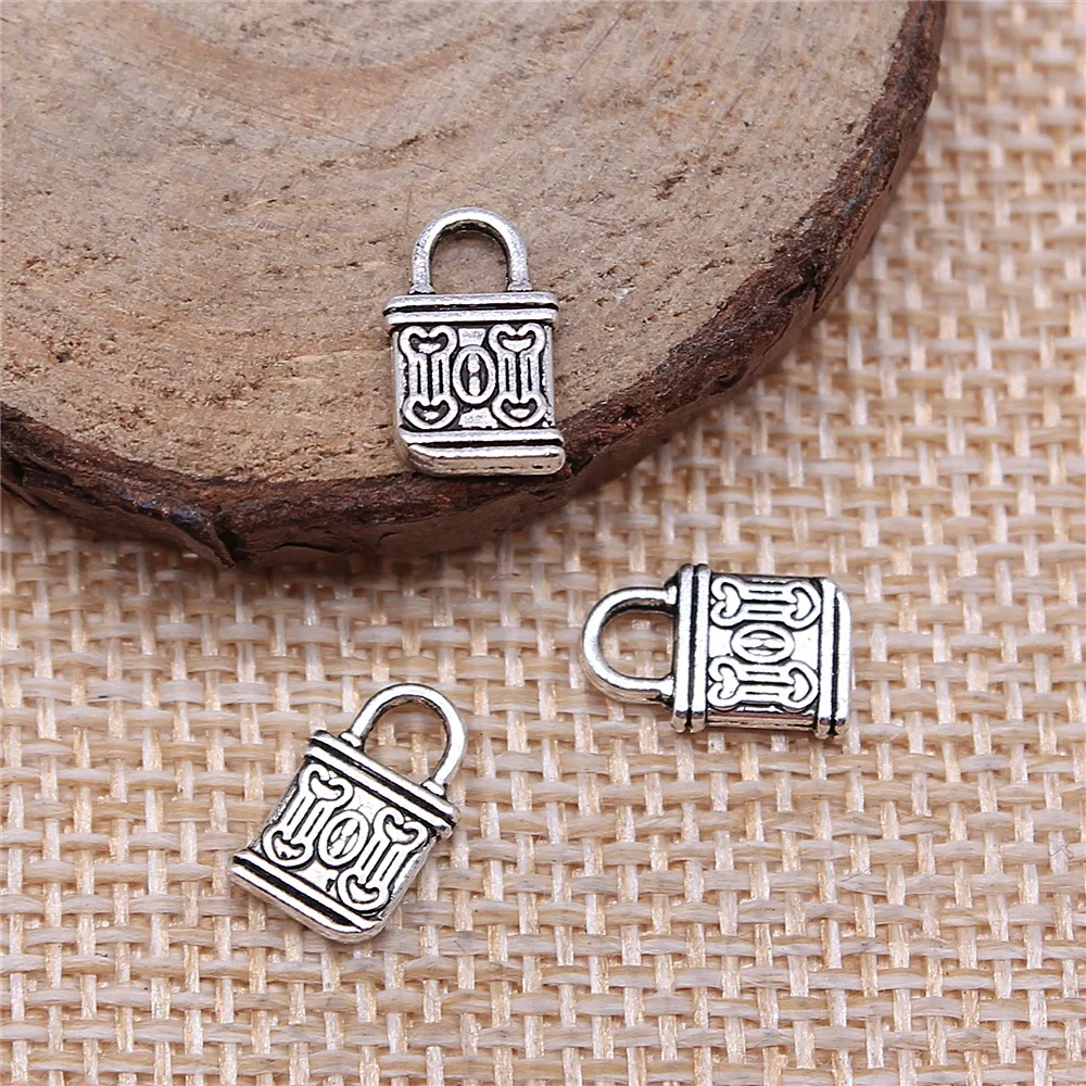 80pcs 7x11mm Lock Pendant Charms Antique Silver Plated For Jewelry Making Zinc Alloy Jewelry Findings Jewelry Components