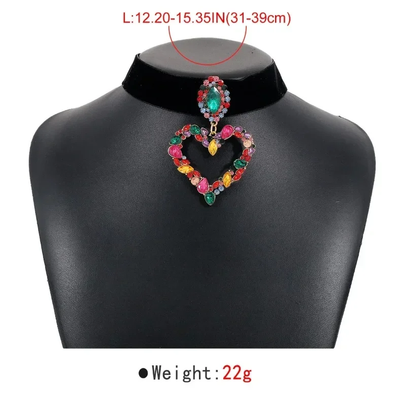 Love Hollow Women's Collar Inlaid with Colored Diamonds Fashionable Velvet Strap Banquet Necklace For woman Fashion Jewelry