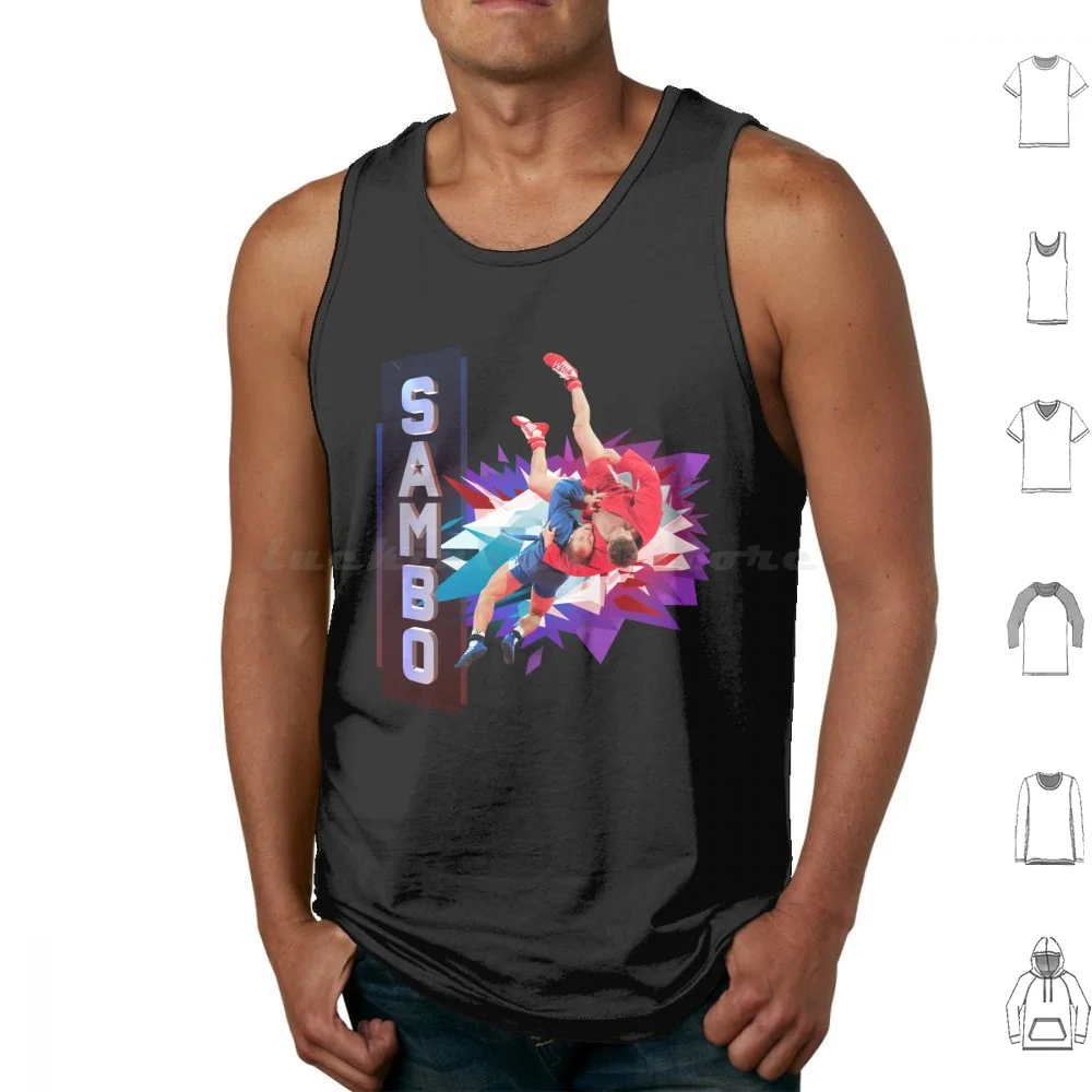 Sambo Throw Tank Tops Print Cotton Sambo Judo Bjj Jiu Jitsu Inscription Andrey Spirin Wrestling Grappling Equipment