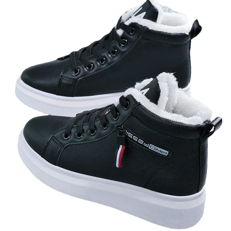 2023 Winter Boots Women Ankle Boots Warm PU Plush Winter Woman Shoes Sneakers Flats Lace Up Ladies Shoes Women Short Snow Boots