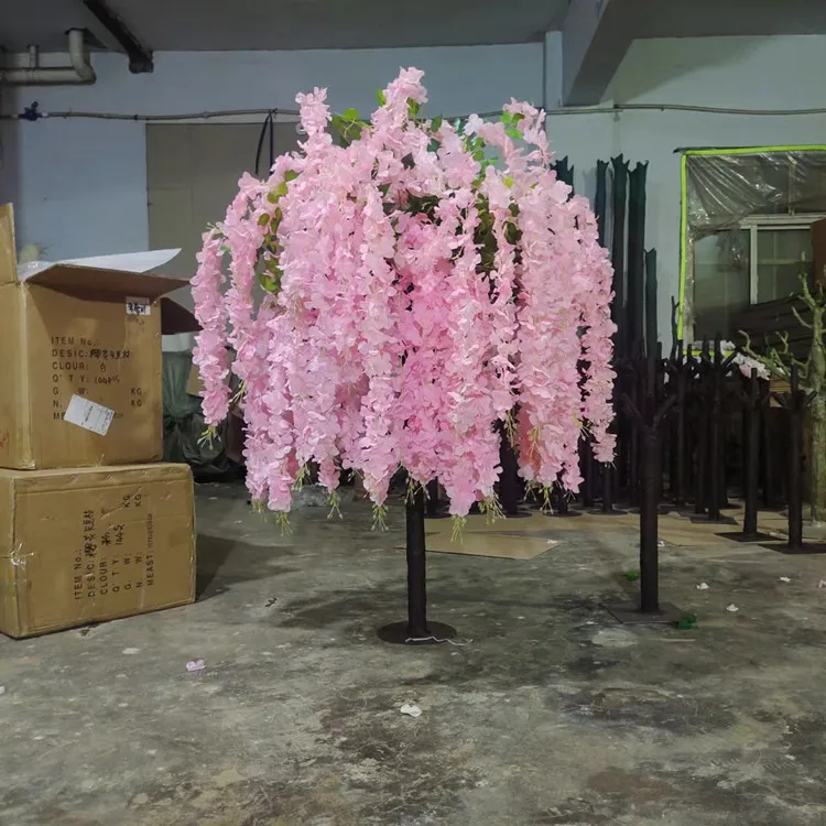 Artificial Wisteria Cherry Blossom Tree Wedding Table Centerpiece Backdrop for Indoor Party Decoration