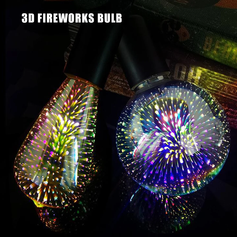 3D Light Bulb Christmas Decoration LED Light Bulb E27 6W Vintage Star Fireworks Lamp Holiday Night Light LED Lamp Lighting 220V