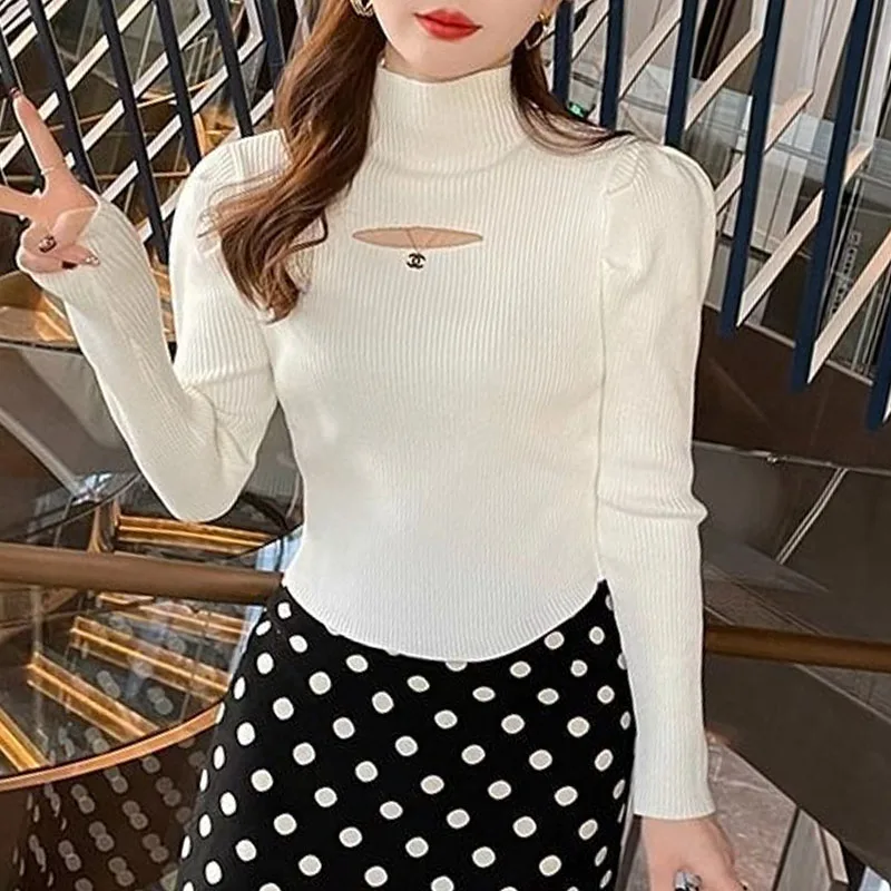 

Вязаный свитер, женские пуловеры, новый белый вязаный свитер с длинным рукавом, пуловер, женские топы, свитера Sueters De Mujer Q1069