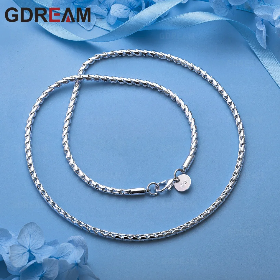 GDREAM 925 Sterling Silver 4mm Cable Chain Necklace, Women'S Vintage Elegant And Noble Party Jewelry