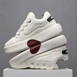 Sneakers Casual Mens Designer White Board Shoes Fashion Microfiber Leather Breathable Height Increased Flat Platform Sport Shoes