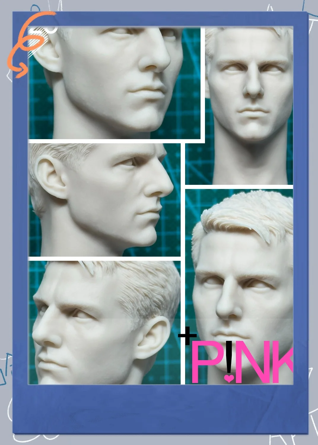 1/6 Handsome Tough Guy Famous American Actor Tom Cruise Unpainted Male Head Carving Model Fit 12inchs Action Figure Body