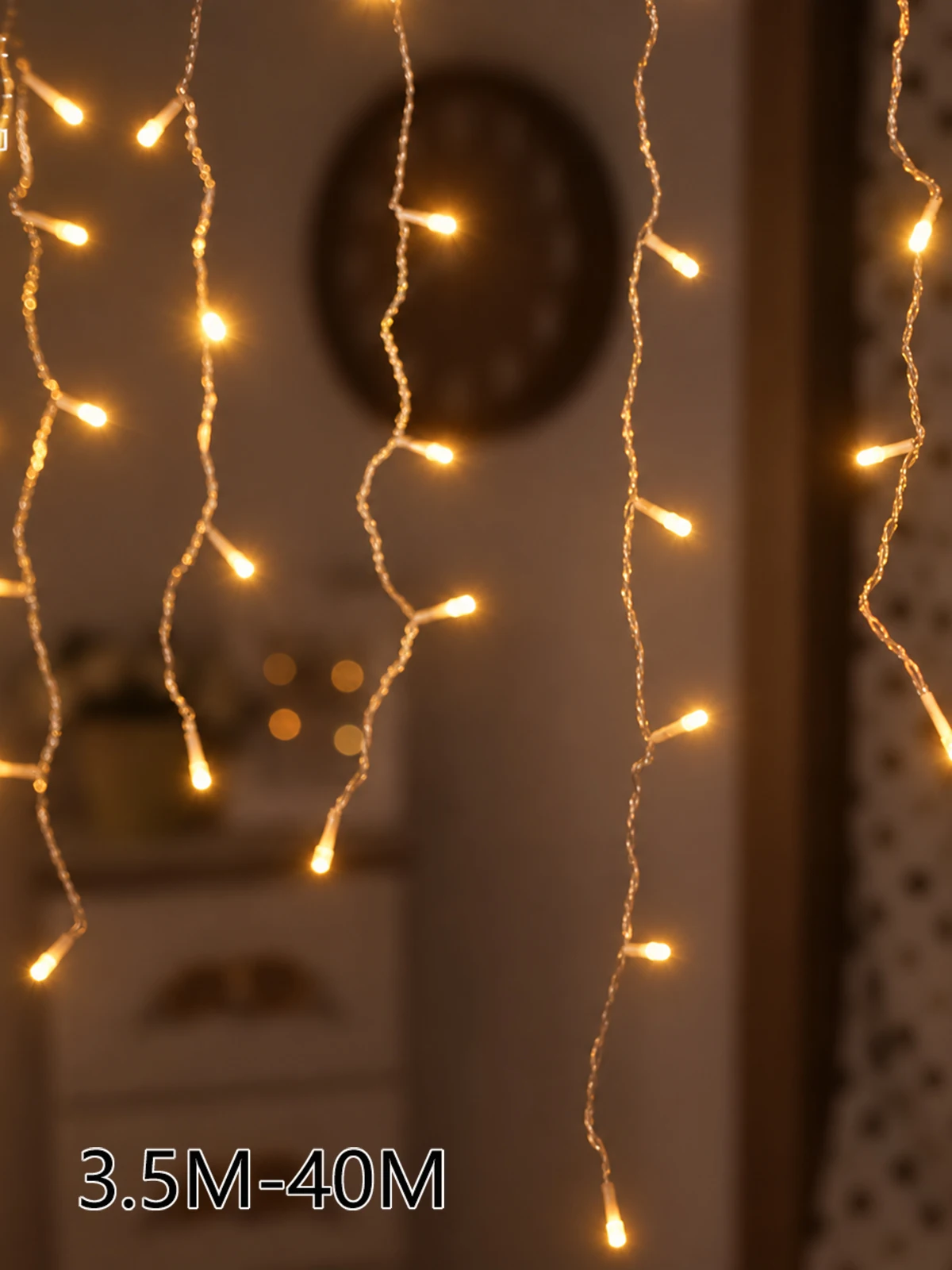 3M-40M Eiszapfen-Lichterkette LED-Feenlichter Weihnachtsgirlande für Neujahrsparty, Hochzeit, Terrasse, Weihnachtsdekoration, Lampen