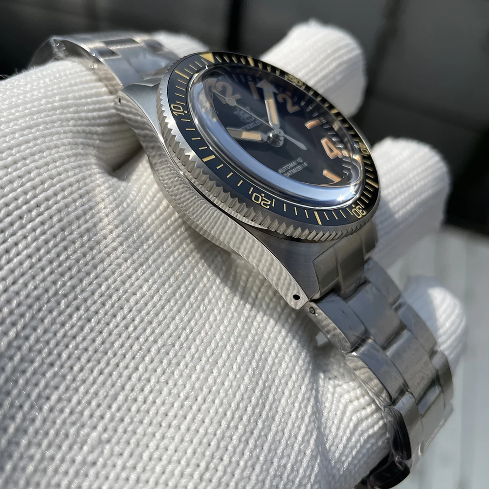 SteelinstrucMen-Montre de Plongée Mécanique et existent, Montre-Bracelet Étanche à 200m, Verre Saphir et Céramique, Lunette NH35, 45mm