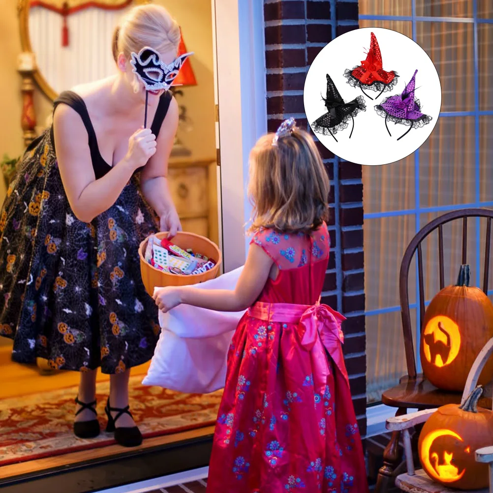 

3 Pcs Toddler Headband Witch Hat Hats for Women Headgear Halloween Hair Headdress Miss