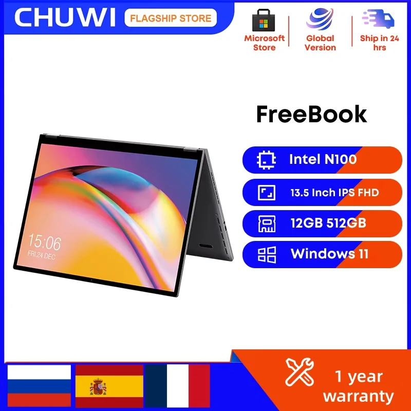CHUWI FreeBook Tablet Laptop2-in-1 Intel N150 13.5'' FHD Touch Screen 16GB LPDDR5 RAM 512GB SSD WIFI6 BT5.2 Windows 11 Notebook