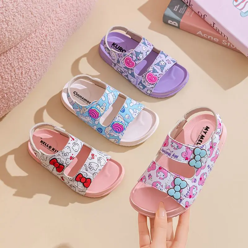 

Sanrio Hello Kitty Kuromi Children's Sandals Comfort Anime Cartoon Girls Shoes Anti-Slip Outdoor Summer Seaside Holiday Gifts