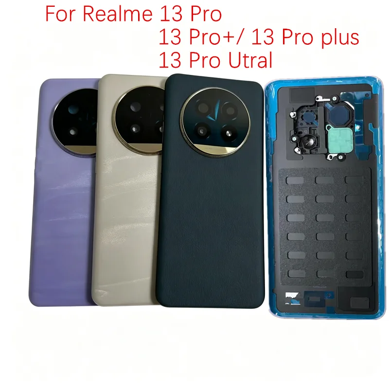Battery Back Cover Housing For Realme 13 pro + Ultra RMX3989 13pro RMX3921 RMX3988 Door Rear Case Phone Lid + Camera Frame Lens