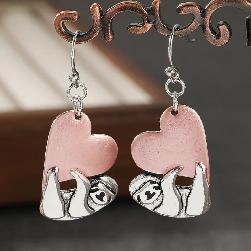 Lovely Sloth Heart Handmade Delicate Pendant Earrings Women's Fashion Chic Design Festival Vacation Koala Animals Jewelry Crafts view 2
