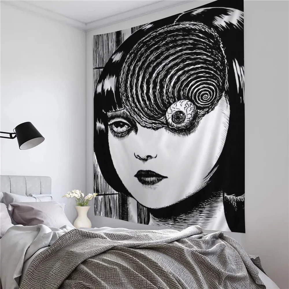 Horror Junji Ito Tapestry Anime Tapestry Hanging Tarot Hippie Wall Rugs Dorm Wall Hanging Sheets