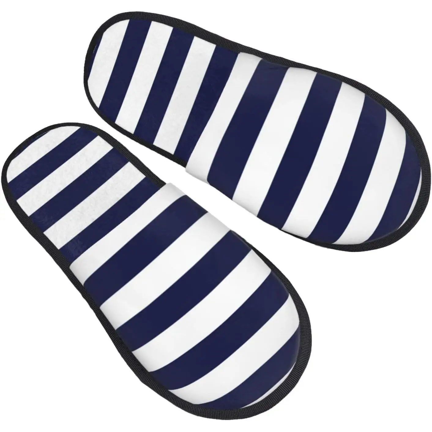 

Нечеткие тапочки Темно-синие и белые полоски Теплые меховые тапочки с нескользящими зимними домашними и уличными плюшевыми домашними тапочками