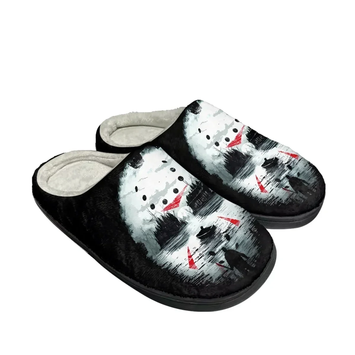 

Horror Movie Design Winter Men's Indoor Cotton Slippers Casual Flats Warm Footwear Dropshipping Non-Slip Couple Women Home Shoes