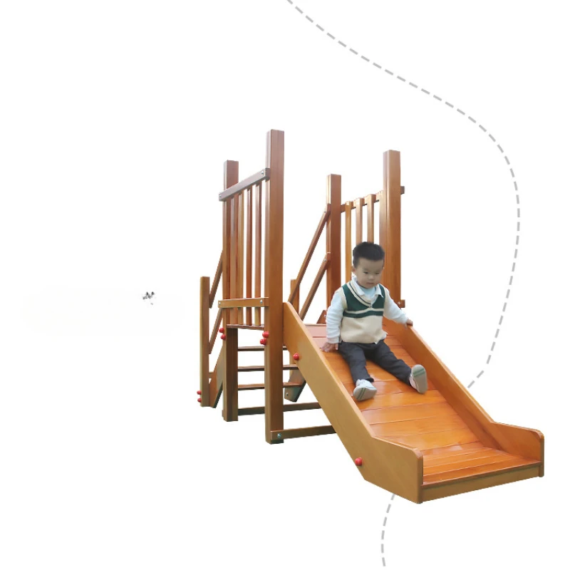 Climbing wall Outdoor children's sensory integration Wooden body ability slide Combination Swinging bridge Drilling hole