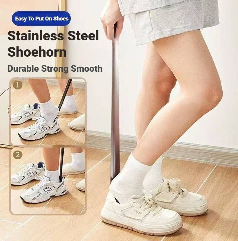 Schuhlöffel aus Edelstahl, silberfarben, Schuhhilfe zum Anziehen, Hilfsmittel zum Anziehen von Schuhen für ältere Männer und Frauen, Schuhzubehör. – Detail 4