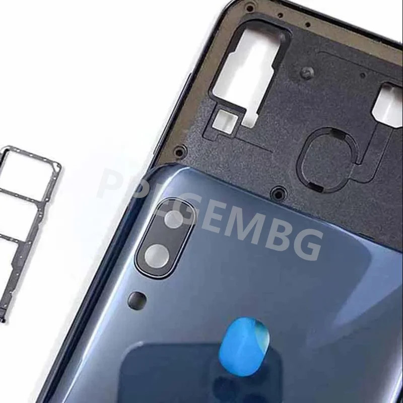 Carcasa de Marco medio para Samsung Galaxy A30, A305, carcasa de batería, tapa de carcasa, Panel trasero, cámara, ranura Sim de vidrio, nuevo