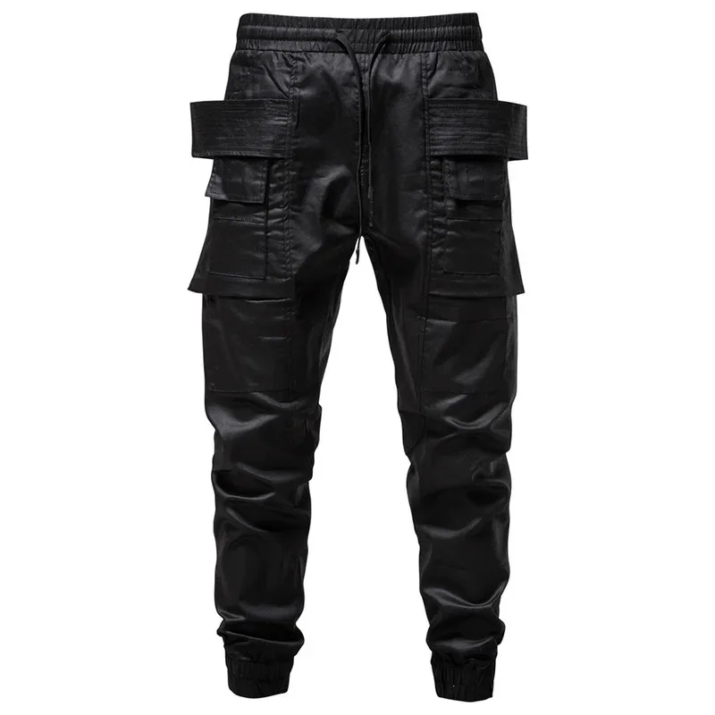 【Mirrordust】Punk Pants Multi Pockets Cargo Pants Joggers Men Black Techwear Harajuku Hip Hop Streetwear Trousers