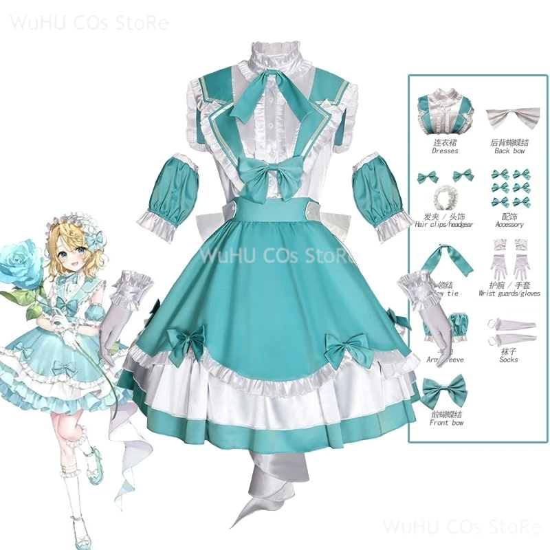 

Project Sekai Cosplay Ran Cosplay 16th Anniversary Cosplay Women Girls Halloween Party Roleplay Costume Blue Lolite Dress Suit