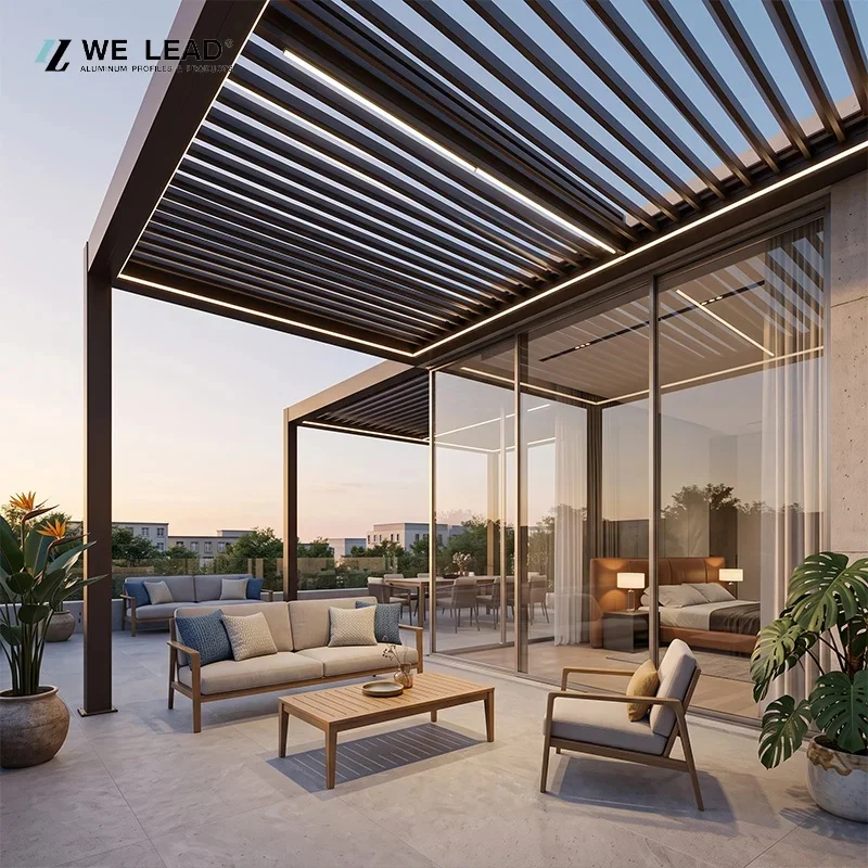 We Lead Modern Aluminum Pergola Powder Coated Black Rectangular Garden Outdoor Structure