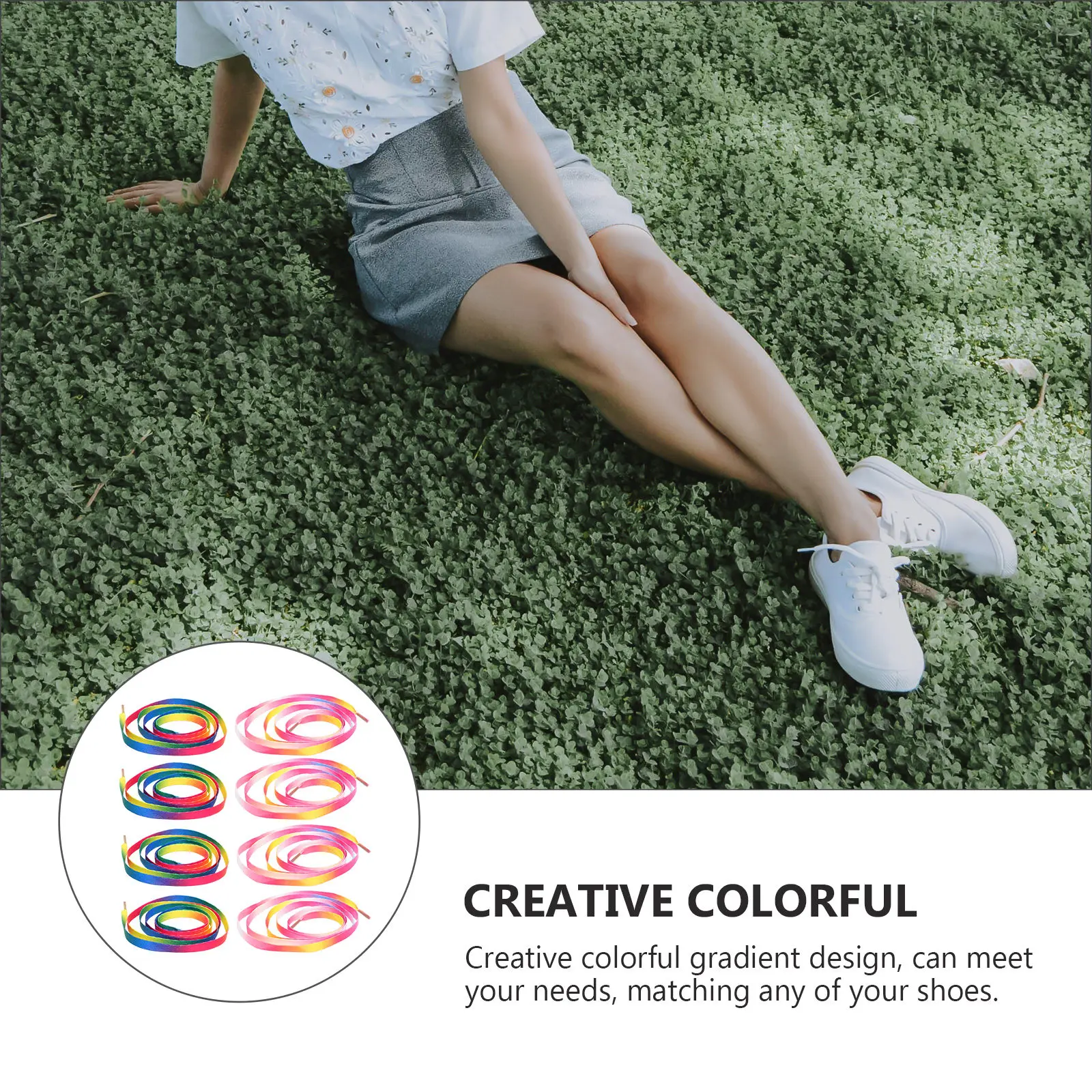 20Pcs 140cm Rainbow Gradient Shoestrings Sturdy Creative Design Stylish Universal Shoe Straps for Canvas Shoes