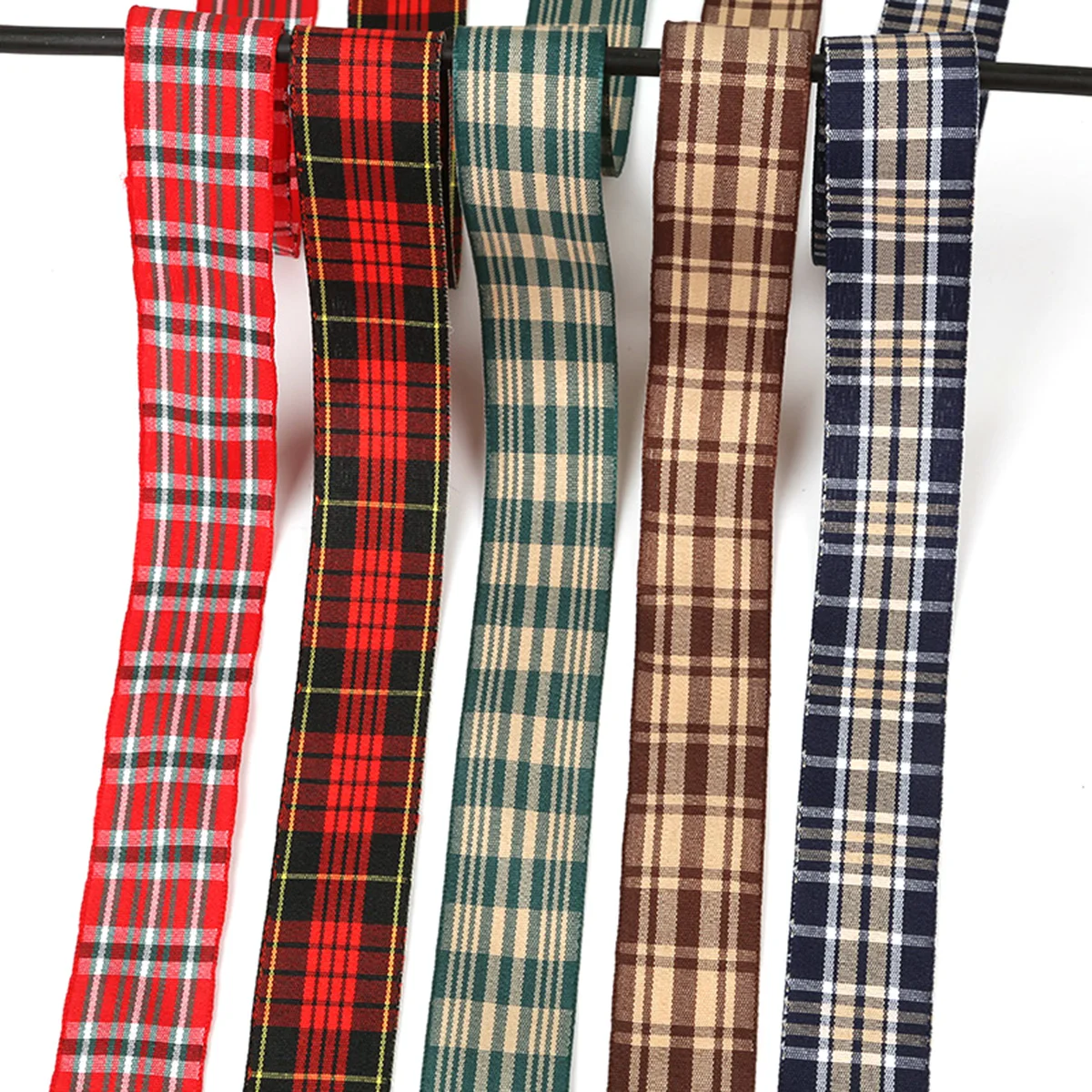 5Yards/Bag 2.5cm Multiple Options Scottish Plaid Grid Printed Ribbon for DIY Home Decoration Gift Wrapping Christmas Ribbons