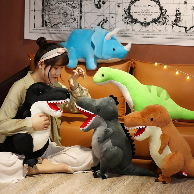 

Cartoon Cute Dinosaur Plush Toys Stuffed Real Life Triceratops&Tyrannosaurus Animal Doll Simulation Long-necked Dragon Boys Gift