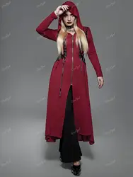 ROSEGAL Plus Size Long Hooded Coat For Women Lace Up Zipper High Low Maxi Tops, Female Hoodies, Spring Autumn Outwear Red Coats