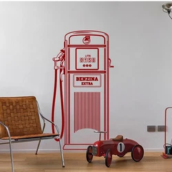 Vintage Gas Station Petrol Pump Wall Sticker Playroom Bedroom  Filling Station Wall Decal Baby Nursery  Home Decor