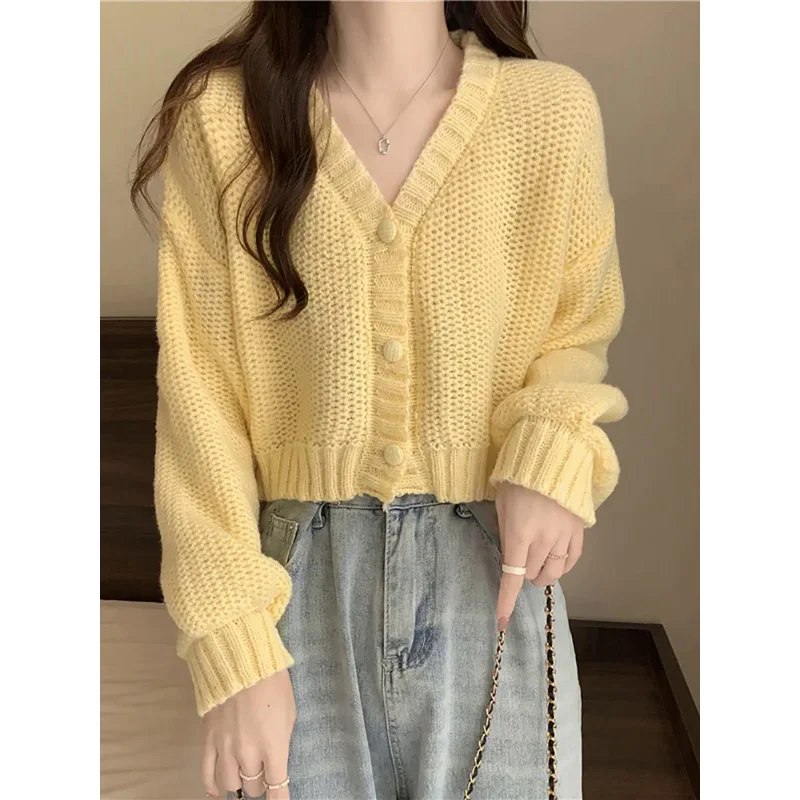 Women sweater cardigans V-neck button up casual knit sweet cardigan coat for woman 2024 Autumn Winter