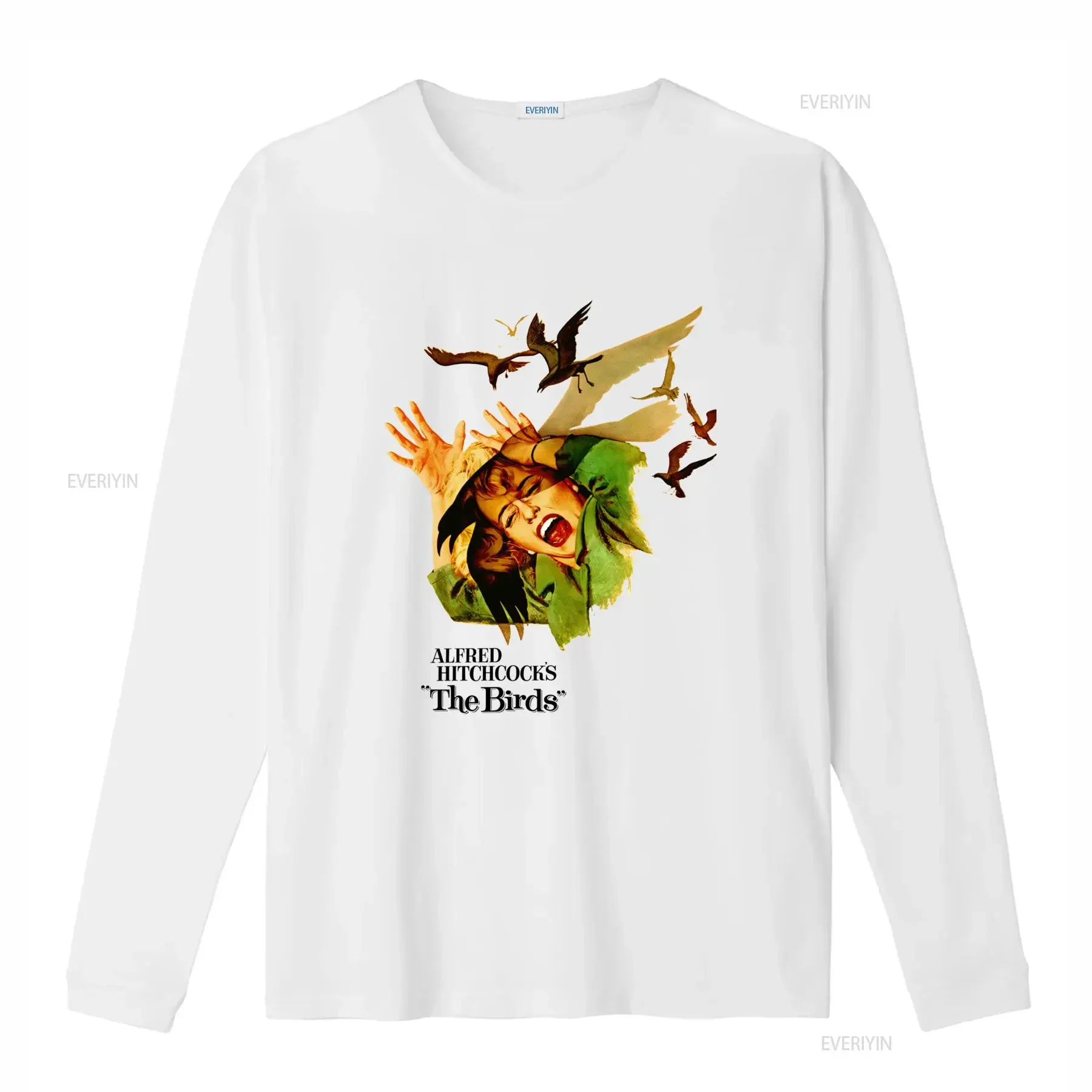 Alfred Hitchcock's The Birds 1963 HQ Retro Movie Print Heavyweight Crewneck T Shirt vintage Washed Unisex fashion