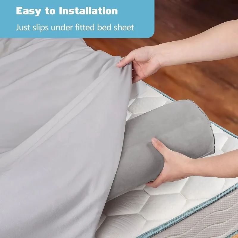 Foldable Inflatable Bed Rail 1Pcs Gray Stain Resistant Portable Bed Guard Barrier for Indoor Bedroom Travel Accommodation