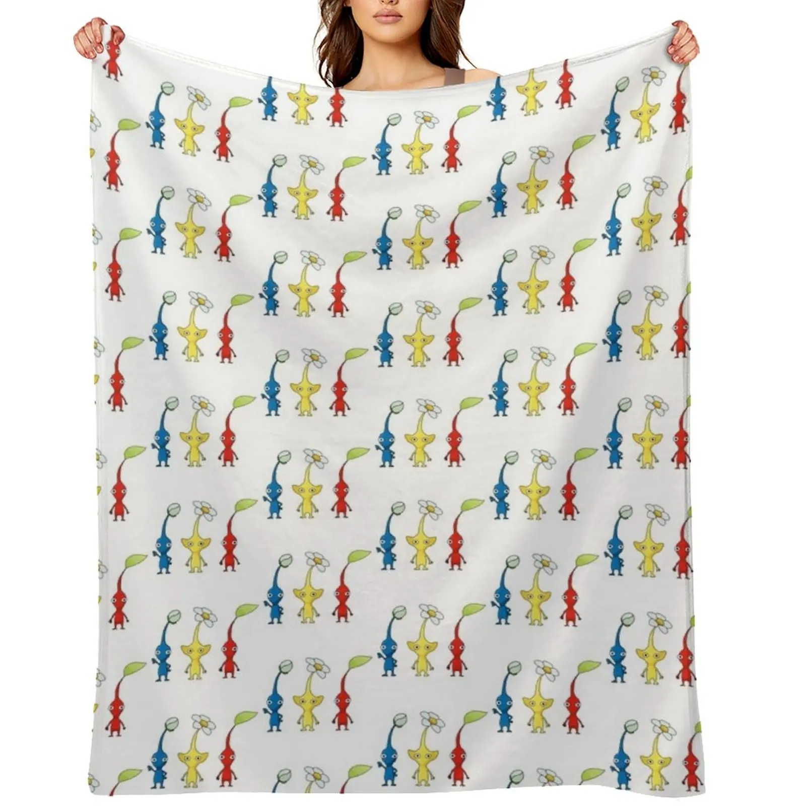 

Blue, Yellow and Red Pikmin Sticker Set Throw Blanket Single Blankets For Baby Luxury Cute Plaid Blankets