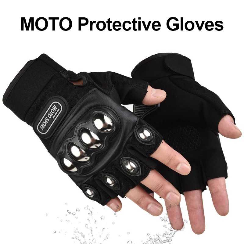 Motorcycle Gloves Men Tactical Cycling Mtb Stainless Steel Knuckle Impact Protection Anti-Slip Motocross Outdoor Sports Gloves