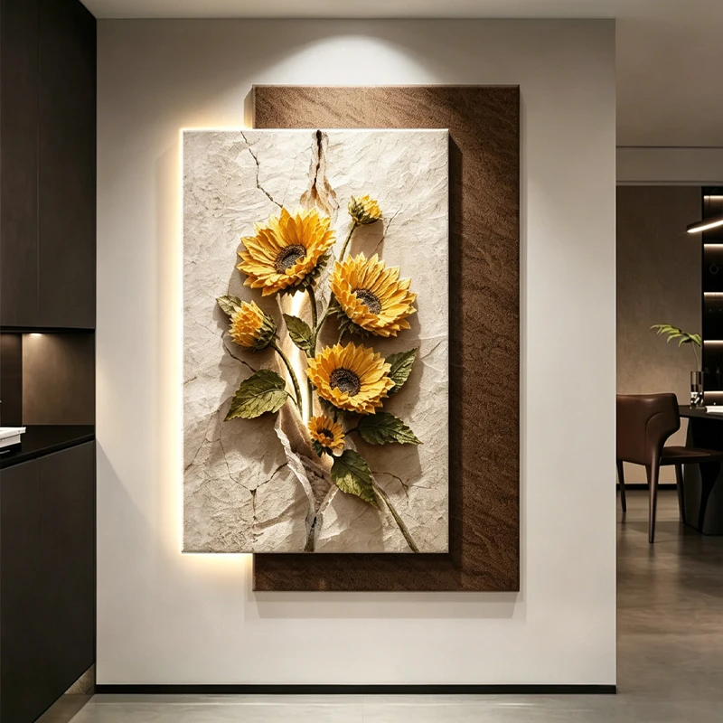 Modern Minimalist Entranceway Atmosphere Light Decorative Painting Entranceway Directly Opposite the Door Rose Flower Hanging Pa view 5