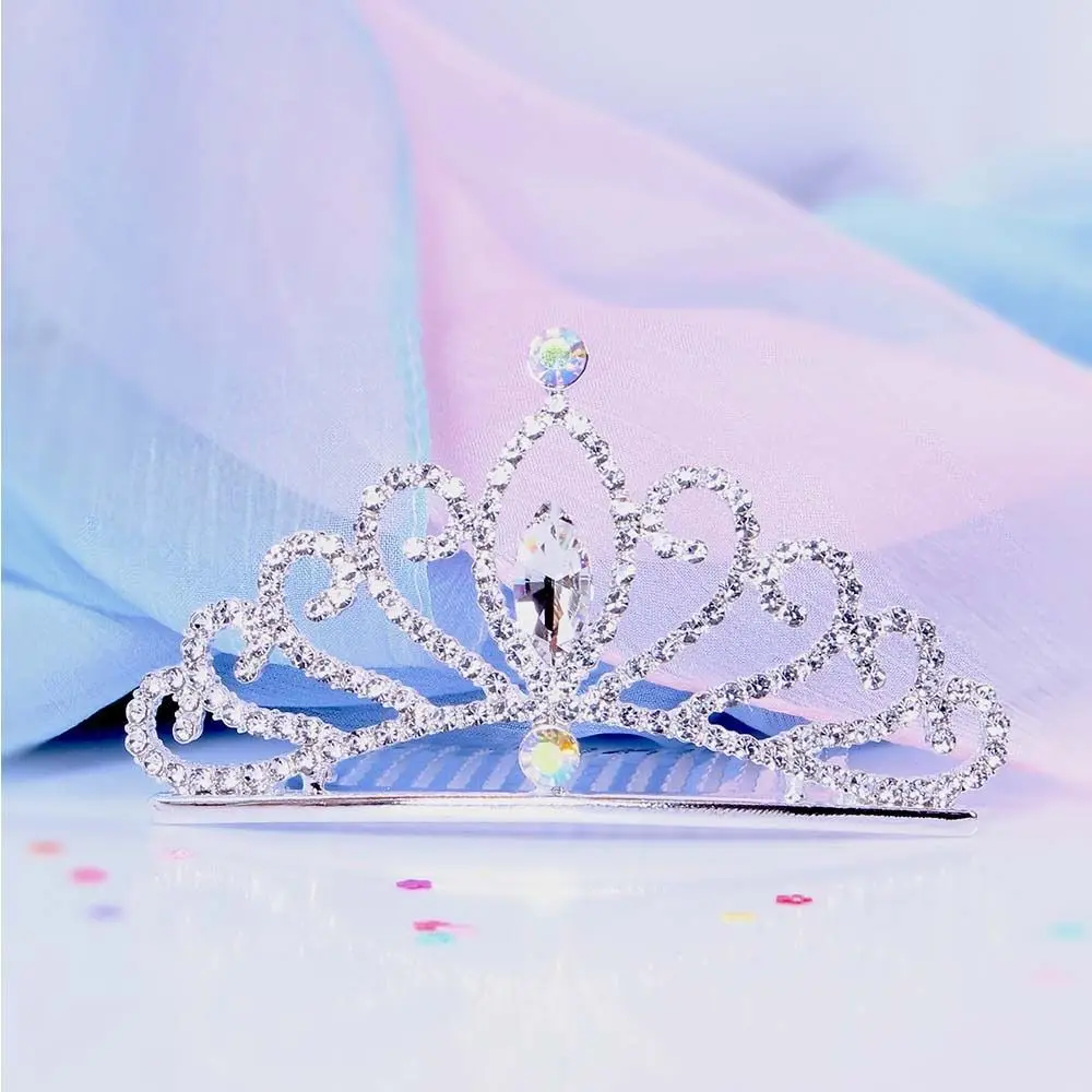 Pros Wedding Hair Accessories Birthday Gifts Princess Aisha Tiaras Children Girls Hair Comb Rhinestone Hairpin Crystal Crowns