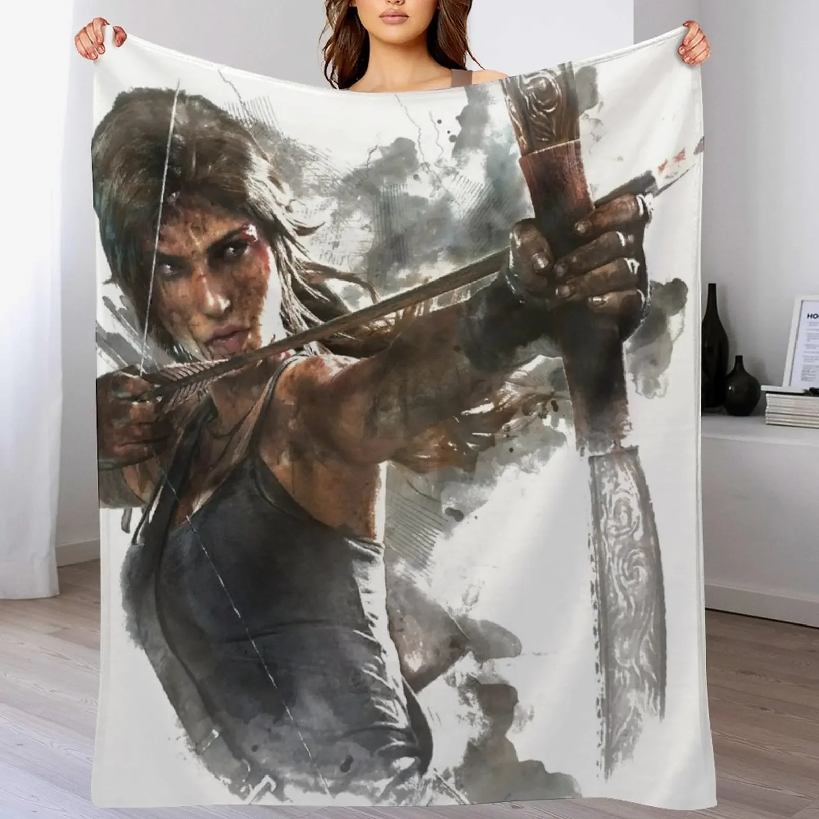 Tomb Raider Painting Throw Blanket Warm Kid'S Blankets