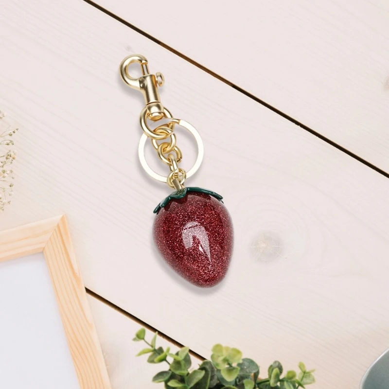 Elegant Strawberry Pendant Key Holder Small Bag Ornament Fashionable Bag Charm Unique Strawberry Accessory for Daily image 5