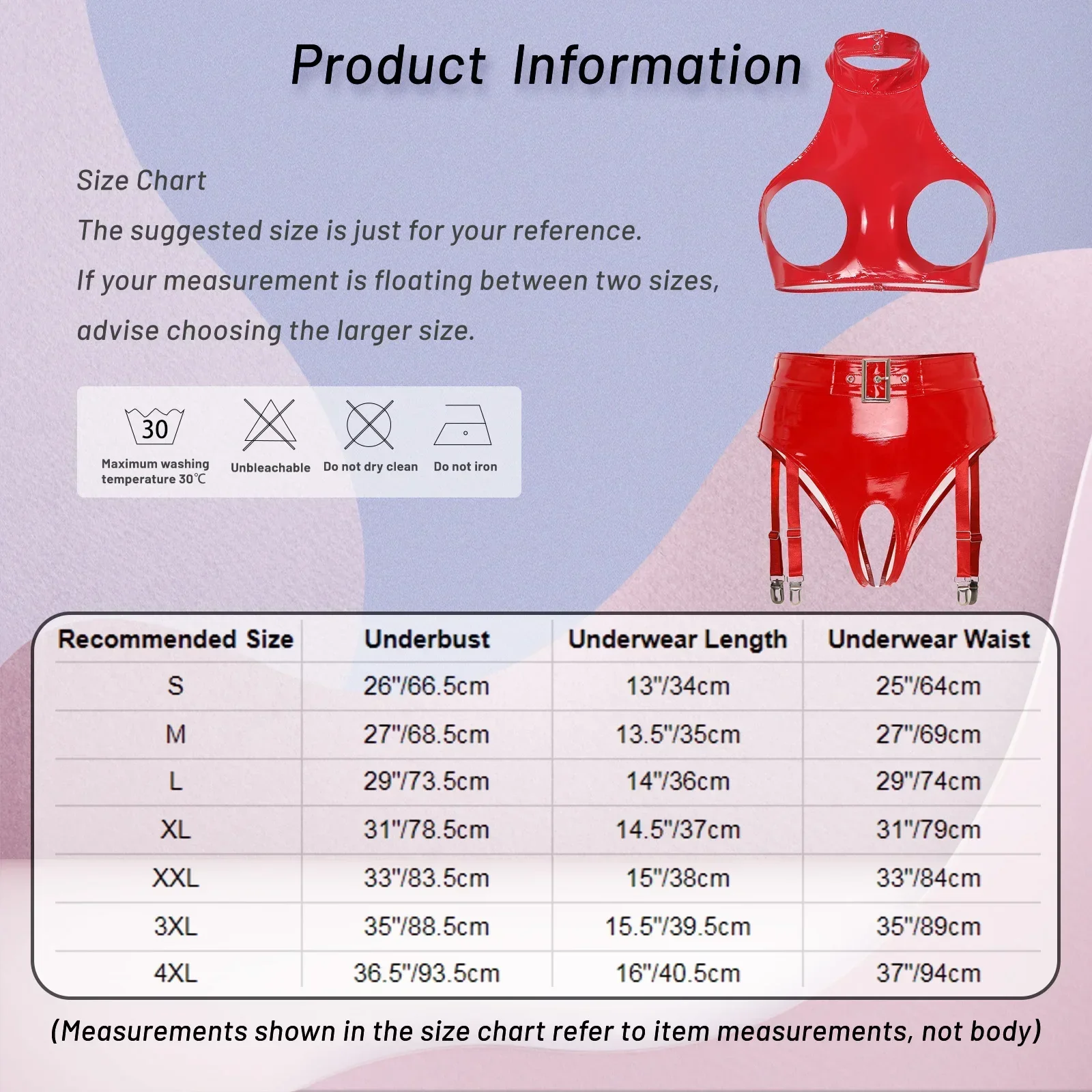 ملابس داخلية مثيرة للنساء ذات مظهر رطب لامع من الجلد اللامع وكوب مفتوح حمالة صدر بسلك سفلي ملابس داخلية عالية الخصر بدون حمالات مع رباط
