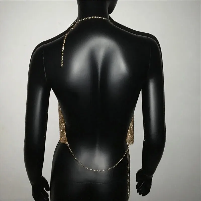 Festival Brilliant Strass rückenfreies Party Crop Top Damen 2025, Sommer, Glitzer, Abend, V-Ausschnitt, Diamanten, Metall-Tanktops – Detail 18