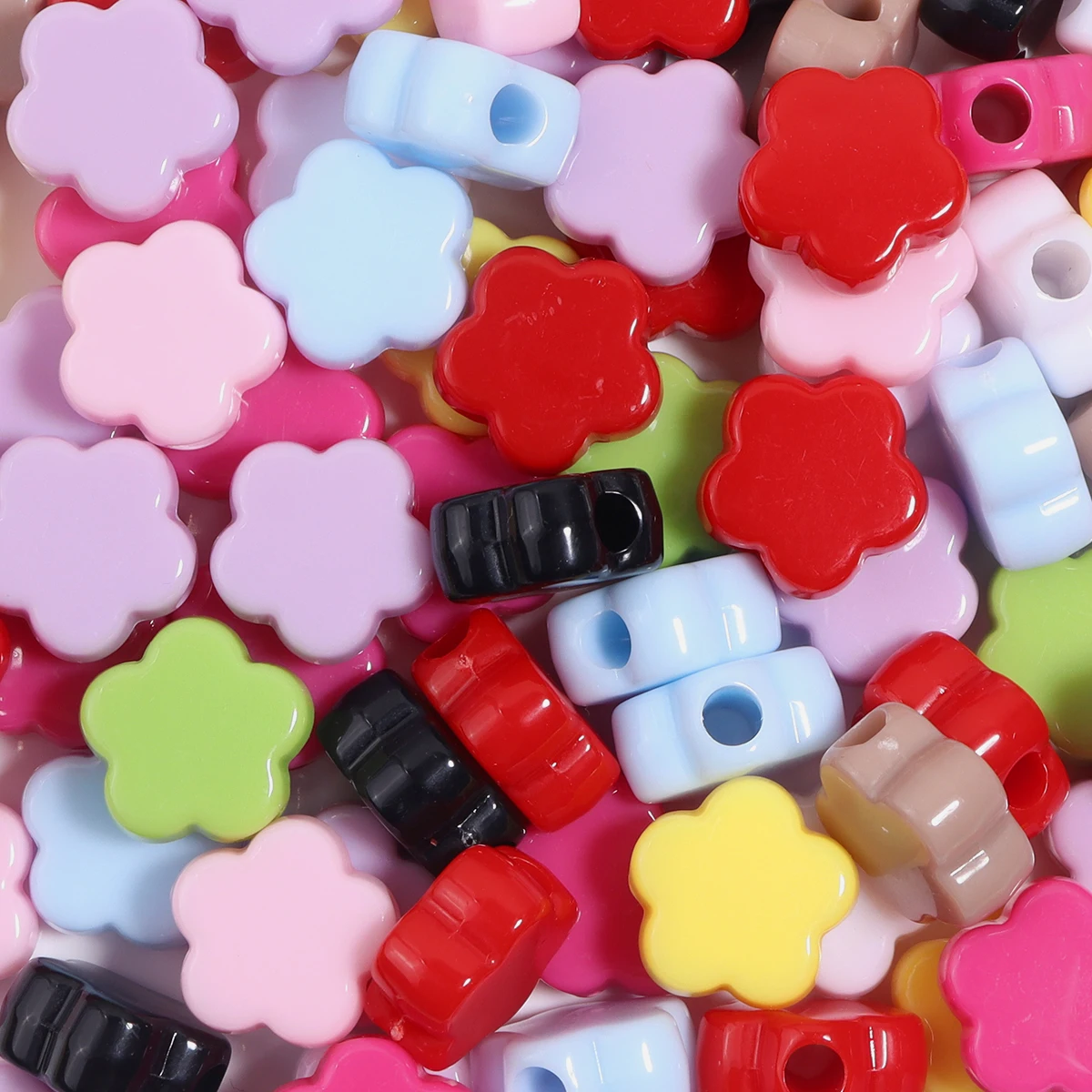 30Pcs/bag 15mm Acrylic Solid Color Loose Flower Beads Jewelry Accessories Bracelet Necklace Earrings Mobile Phone Chain Making - view 6